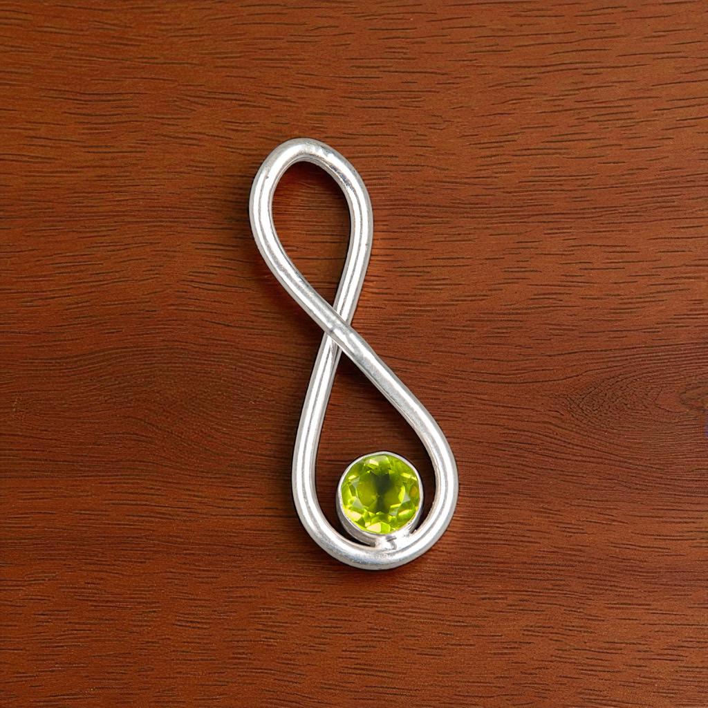 Kamień Szlachetny Peridot Srebro Próby 925 Biżuteria Ręcznie Robiony Wisiorek 1,66" Na Prezent PP-20-2