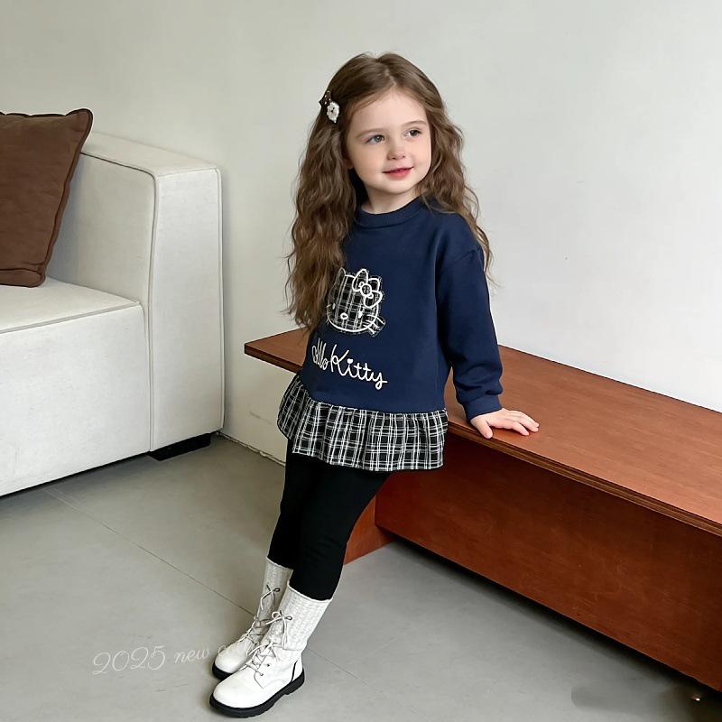 2025 Mädchen Frühling-Herbst Hoodie & Schleifen-Spitzen-Patchwork-Set