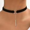 New Fashion Punk Black Brown Leather Choker Necklace For Women Girls Geometry Round Pendant Collar Necklace Collier