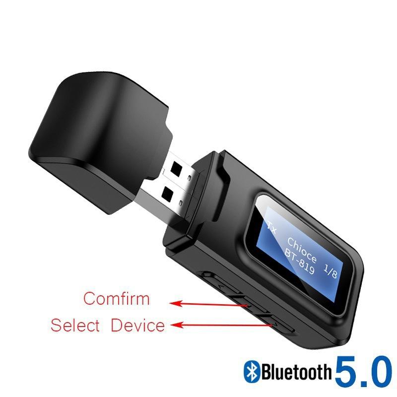 USB Bluetooth 5.0 Transmitter and Receiver 2-in-1 TV with LCD Screen, Computer Audio Bluetooth Adapter