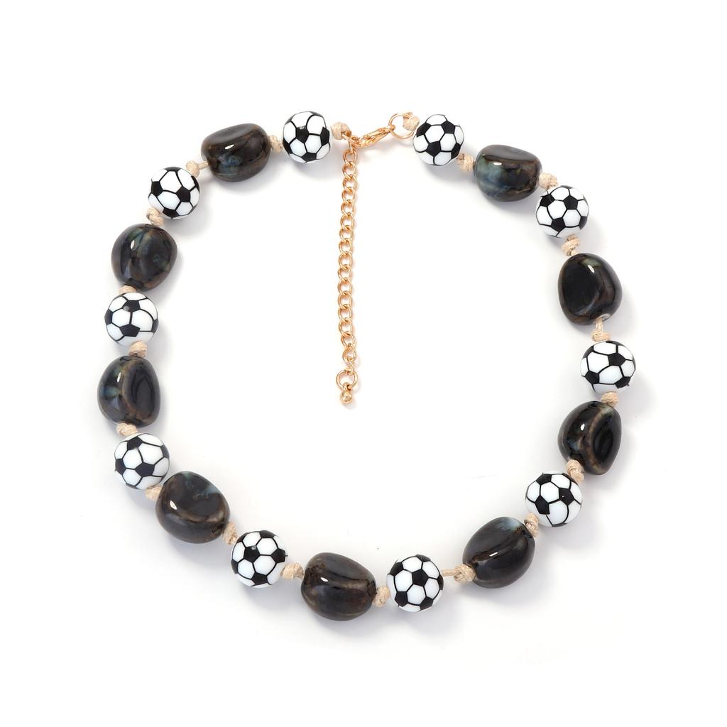 European and American personality niche ins style fashion versatile simple irregular geometric ceramic beaded women's necklace