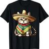 Cute Mexican Cat Sombrero Poncho Graphic T Shirt Unisex Summer Trip Casual Tee