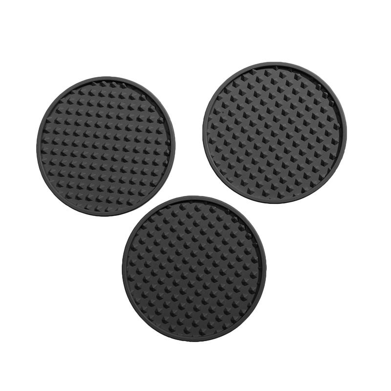 3pcs Coasters Food Grade Silicone Circular Coaster Heat Resistant Cup Dish Drying Mat Tabletop Protection Non-Slip Drink Coaster