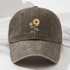 Sunflower Printed Baseball Cap Washed Cotton Sun Hat Vintage Dad Hat  For Women Man