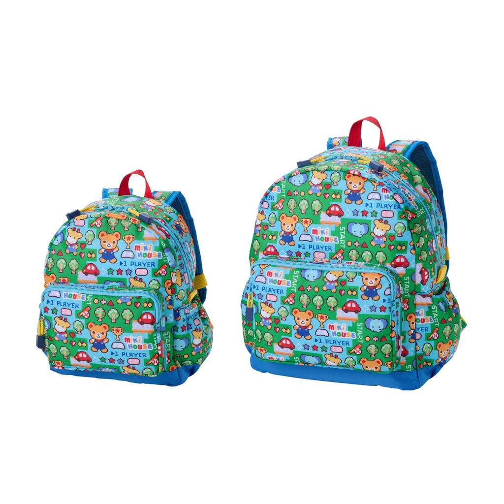 MIKIHOUSE Retro Video Game Print Kids Backpack Rucksack S 6L Polyester Oxford Bear Rabbit Boys Girls Baby Children