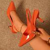 Zapatos de tacón alto inclinados patentados para mujer - tacones de aguja finos y puntiagudos con correas de hombro ajustables
