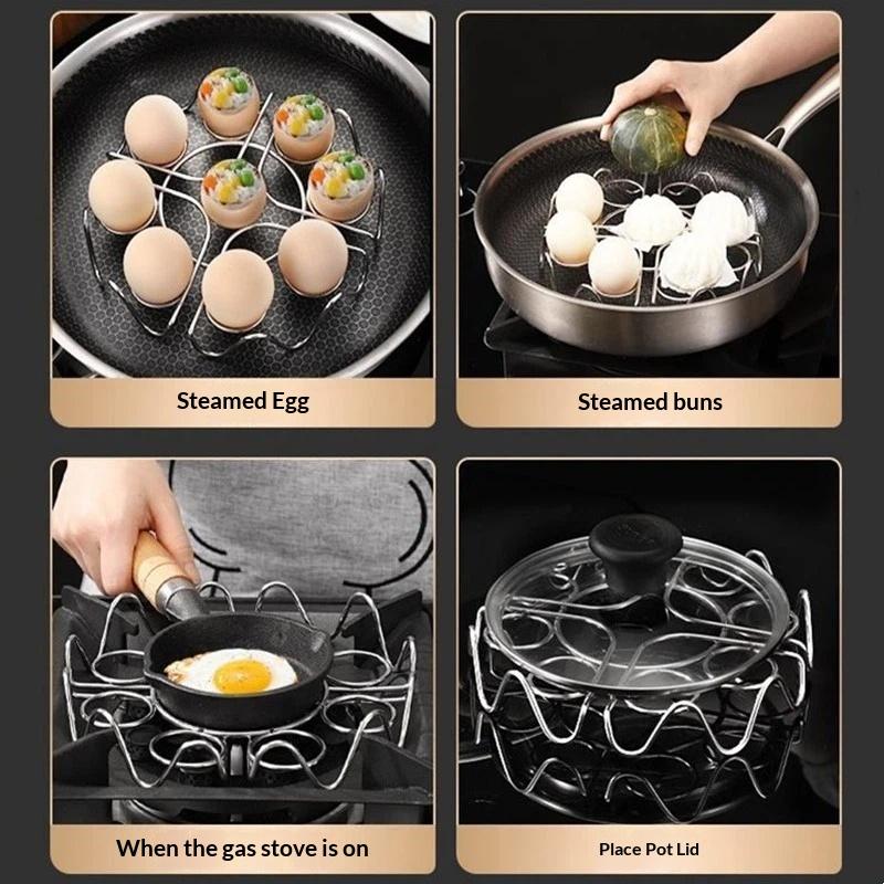 Egg Steamer Rack Circular Waves Food Contact Safe Stainless Steel Multifunctional Steaming Holder for Baby Food Cooking