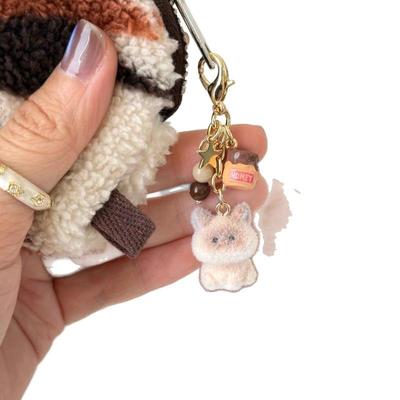 Portachiavi Gatto Floccato Cartone Animato Carino Y2K Gattino Laccetto per Telefono Portachiavi Ciondolo Borsa Carino Decorazione da Appendere per Fotocamera Regali