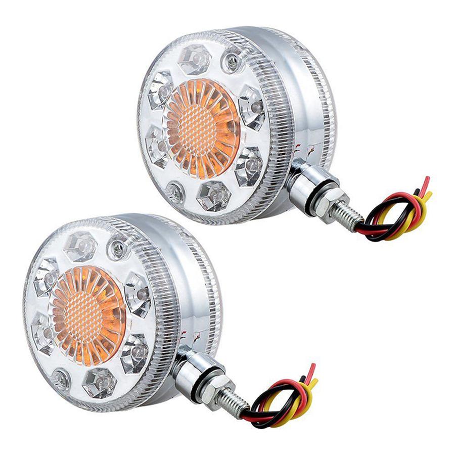 2pcs Round LED Pedestal Fender Light Truck Trailer Double Face Turn Signal Brake
