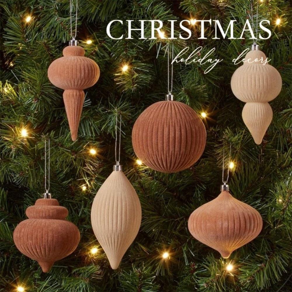 6Pcs/Set Velvet Christmas Tree Ornaments Shatterproof Christmas Decoration Holiday Decor