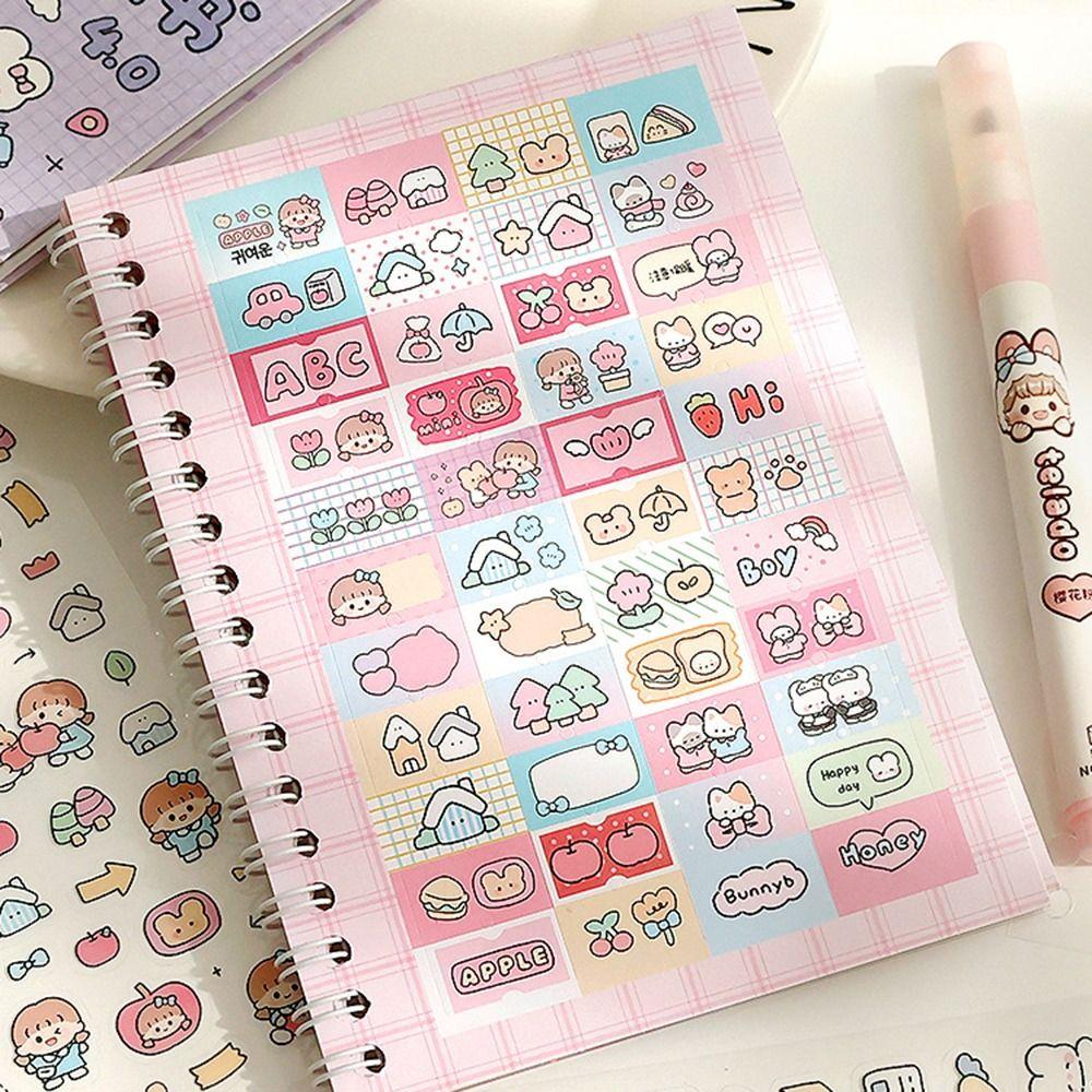16Sheets DIY Decorative Sticker Book Cartoon 1000+ DIY Material Scrapbooking Stickers PET Washi Paper Journal Sticker Decoration