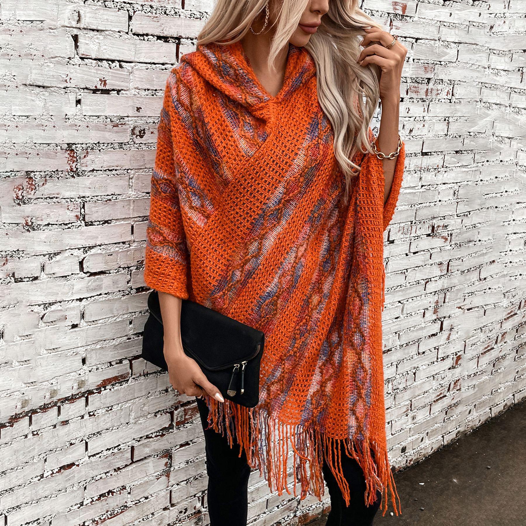 Осень и зима Женский принт Свободный рукав летучая мышь Перекрестная граница Плащ — фото 5