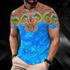 Women Short Sleeve Crew Neck T Shirt White Red Gradient Vertical Line Dot Abstract Print Top
