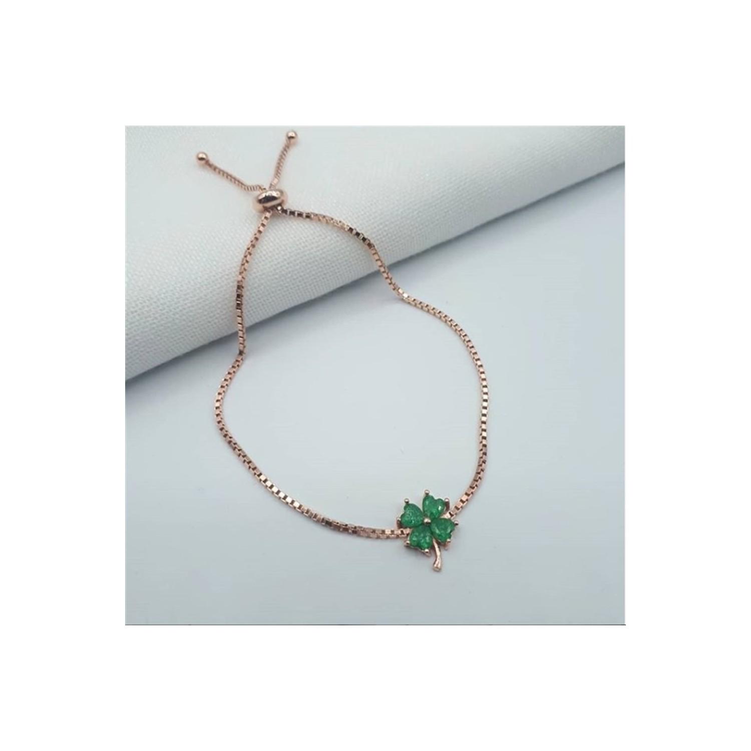 

Женский браслет из стерлингового серебра 925 пробы с зеленым клевером