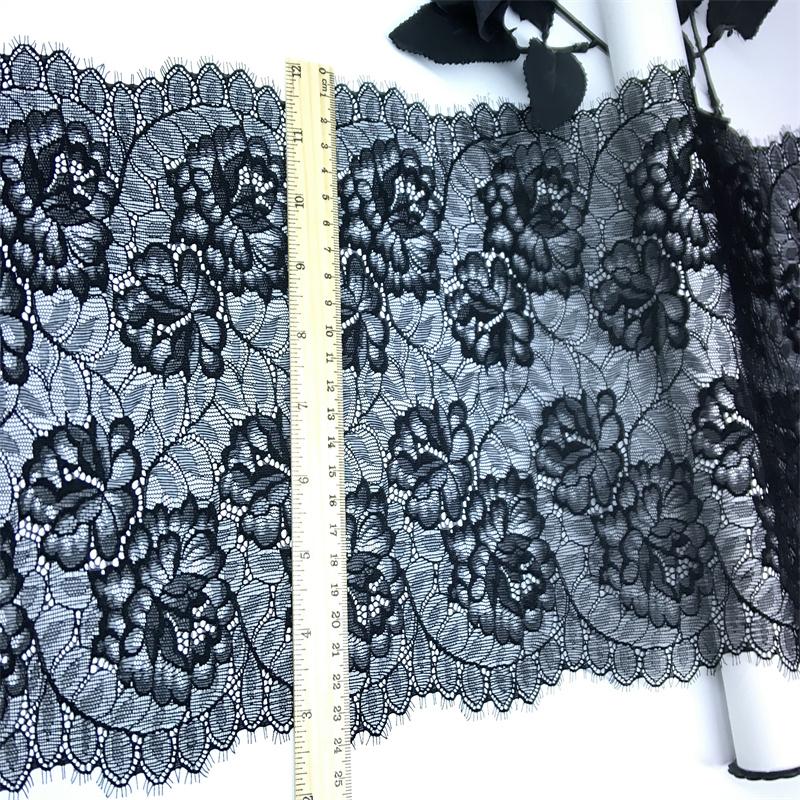 ( 3 Colors) 23.5cm wide Elastic Eyelash Fabric Lace, Chantilly Spandex Mesh Lace Fabric for Lingerie, Bra, Underwear, Garment, Sewing & Crafting
