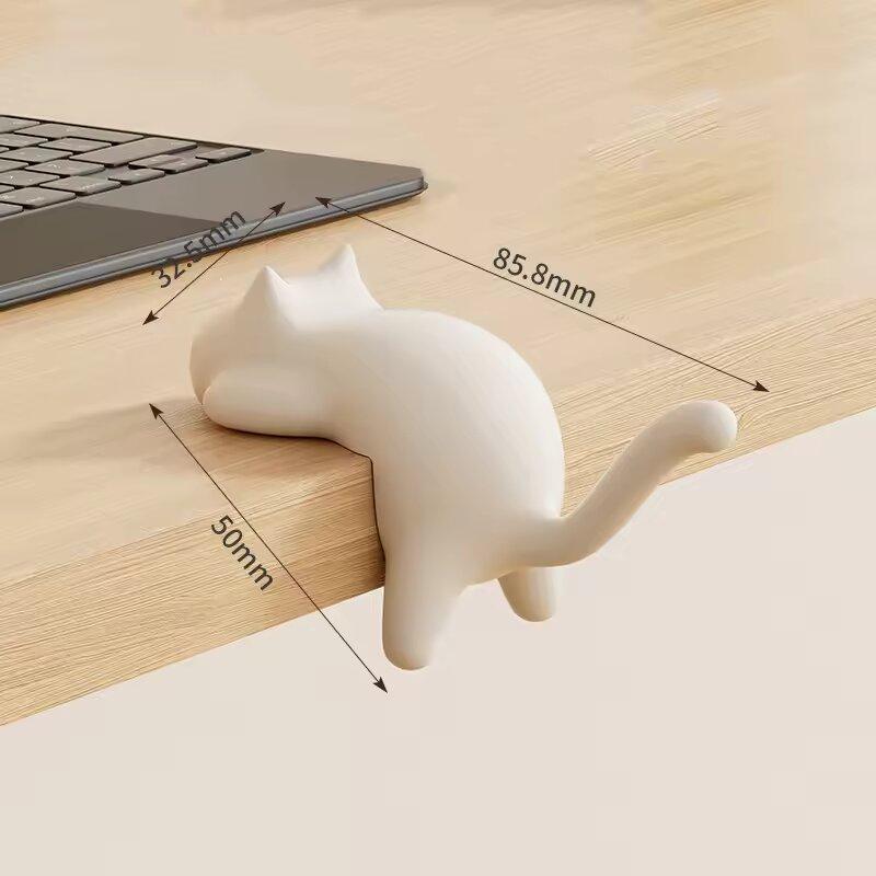 Cute Cat-Shaped Creative Desktop Hooks Key Holder Kawaii Office Desk Ornament Bag Storage Hooks Table Edge Keychain Organizer