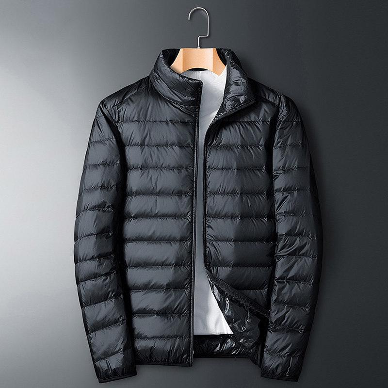 

Men s Lightweight White Duck Down Stand-Up Collar Jacket - Short Style for Autumn/Winter 4XL