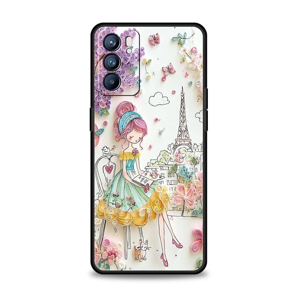 Cartoon Girl Phone Case For Oppo A17 A31 A54 A57 A78 A79 A98 Find X5 X6 Reno 6 7 8 10 11 12 13 F Pro 5G Soft TPU Cover Funda Bag