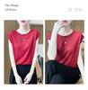 2026 Spring Women's Puff Sleeve Knit T-Shirt - Solid Color, Round Neck
