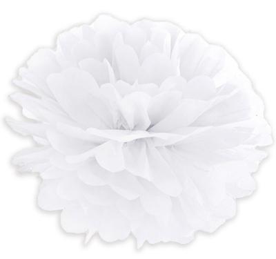 Paper Pompom Flower Ball, White 30cm 1pc