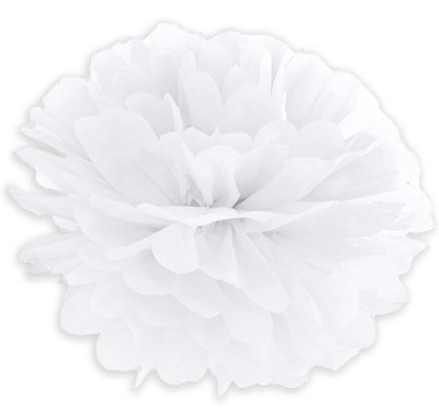 Pompon Papierowy Kula Kwiatowa, Biały 30Cm 1Szt