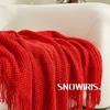 Red Wedding Sofa & Bed Blanket Cover, Bed Flag, Dowry Shawl, Knit Blanket Runner