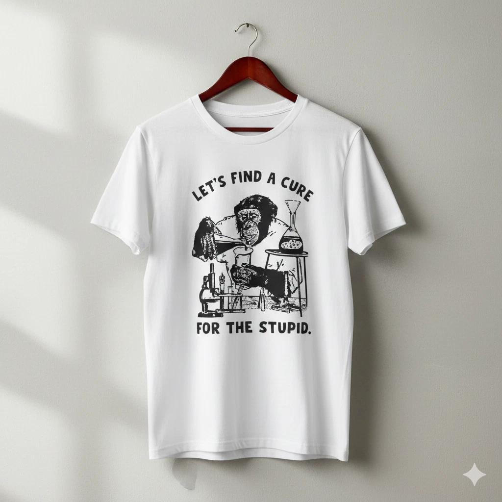Unisex Adult Funny Graphic Lets Find a Cure for the Stupid Fny Grap... XXXXL