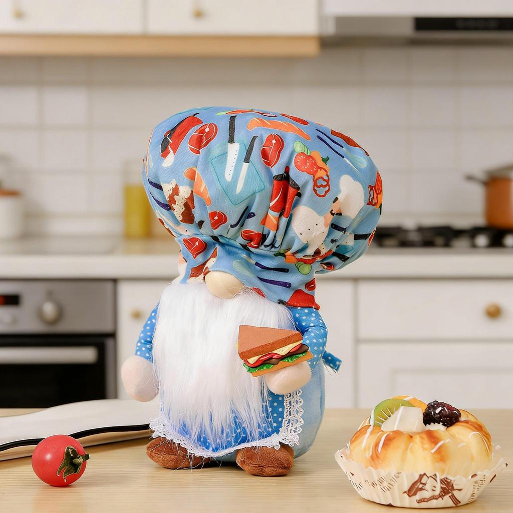 Gnome Chef Faceless Christmas Decoration Doll: European Sandwich Burger Figurine, Thanksgiving Gift