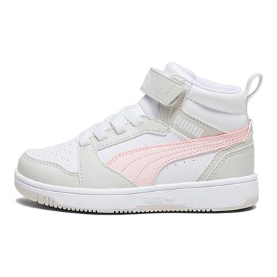 Rebound V6 Mid Top Kids Skate Shoes Kids Sneakers Gray Pink 393832-04