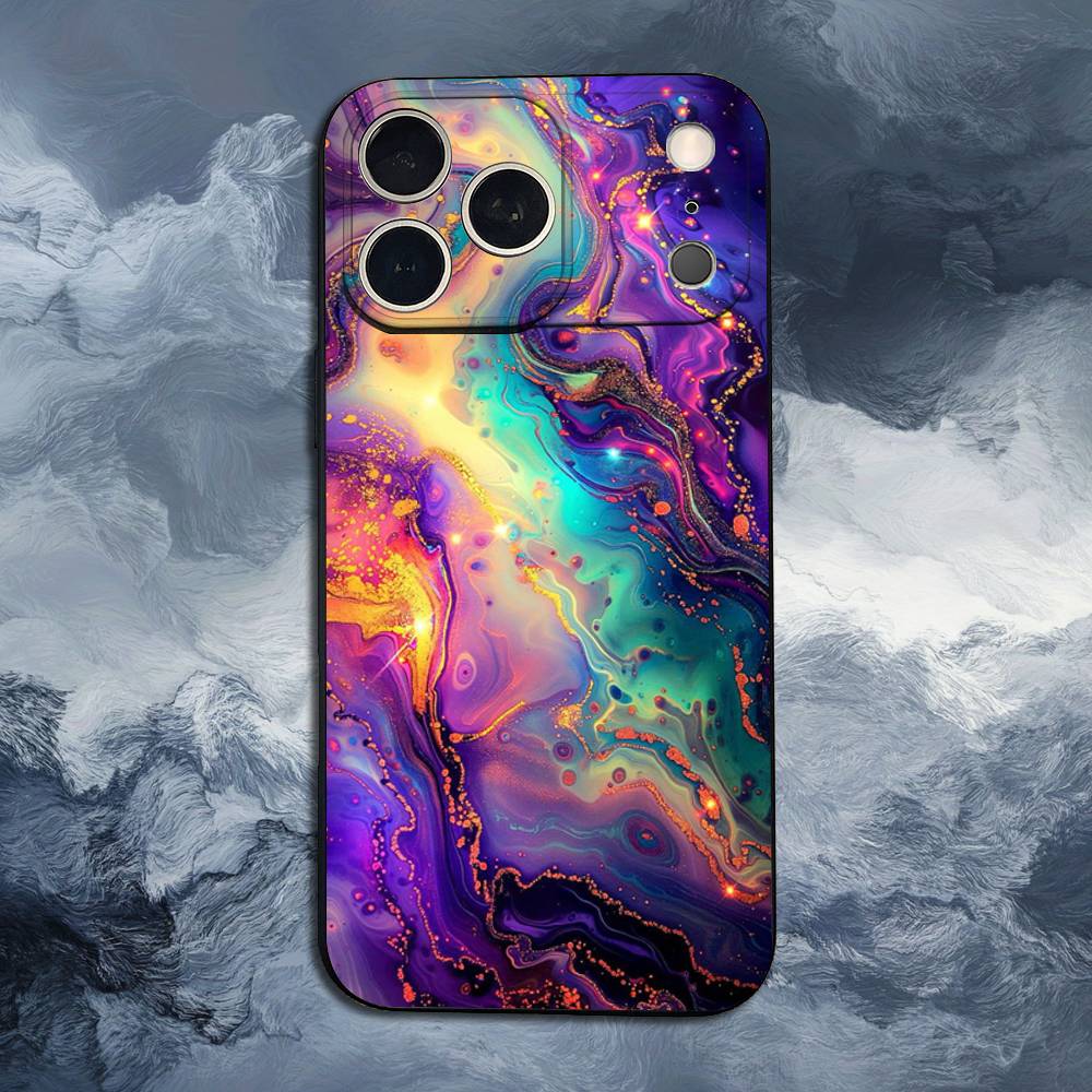 Rainbow Holographic Case For iPhone 15,16,12,14,17,13,11,Plus,Pro Max,8,7,XR,SE,XS,X,Mini,Soft Silicone Black