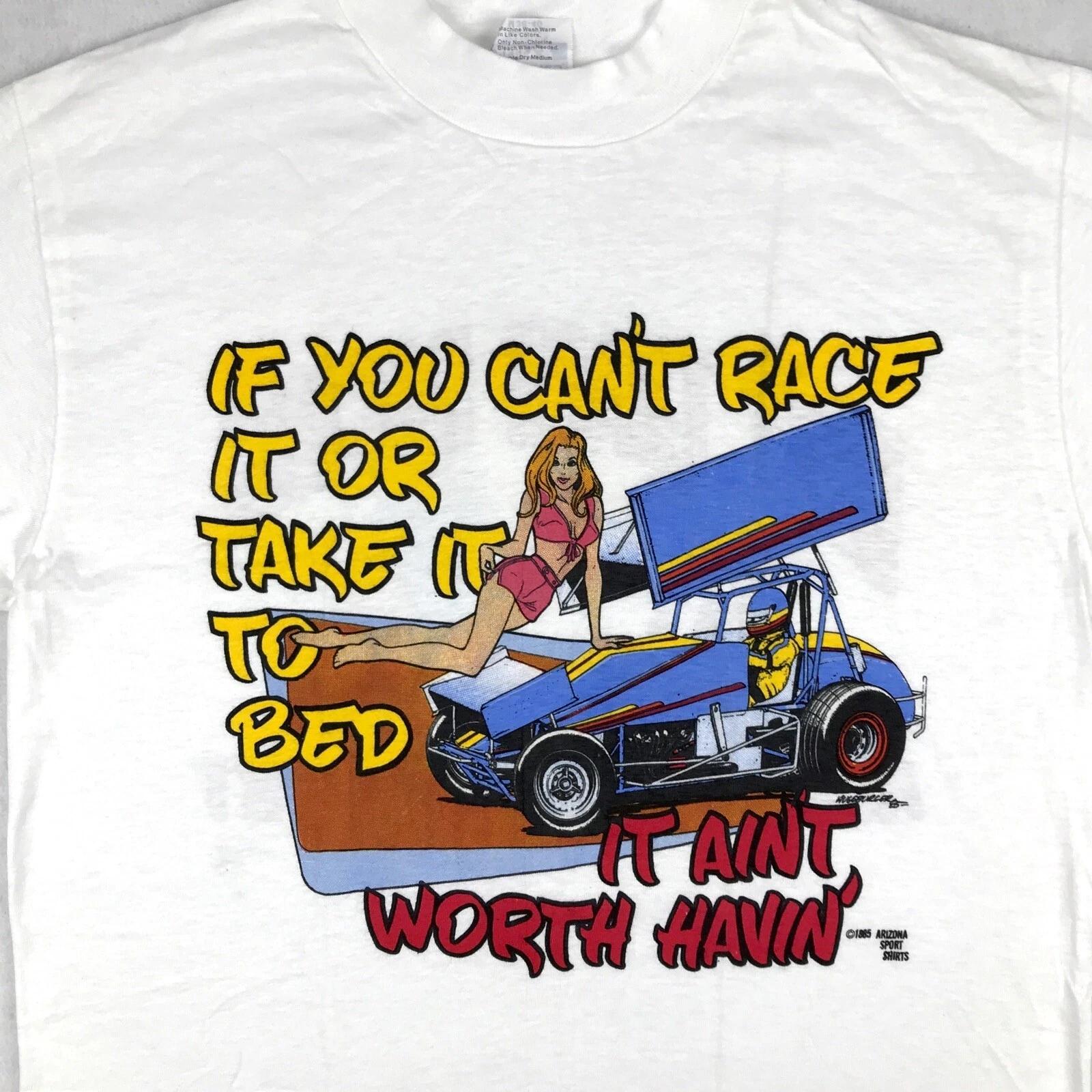 vtg 80 SPRINT CAR RACING BIKINI BABE T-Shirt M single stitch world of outlaws 3XL