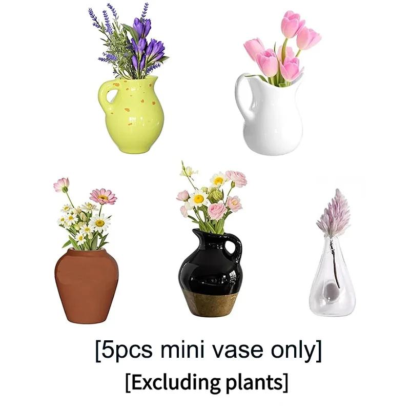 

Top Quality 5Pc/8Pc Creative 3D Three-dimensional Home Decoration with Ceramic Small Vases and Fridge Magnets