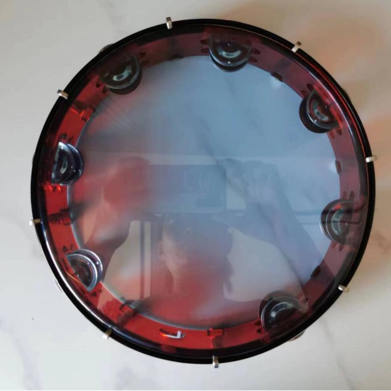 Tamburello Regolabile Colorato Accordabile Percussione Portatile Tamburo Metallo Campanelli Per Insegnamento Musicale Esibizione sul Palco Festa Gioco