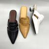 Shoes Leather Low Heel Women's Mules Slippers and Ladies Sandals Pointed Toe Slides  Eva Elegant Fashionable Summer  Shoe