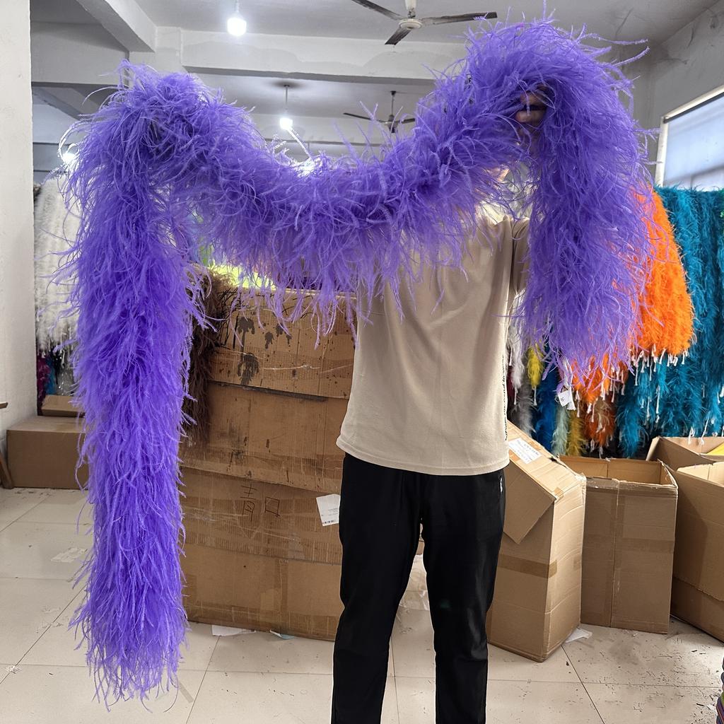 DIY Colorful Ostrich Feather Boa 6Ply Fluffy Shawl 0.5/1/2/3/4 Meter for Wedding Dress Carnival Performance Costume Party Decoration