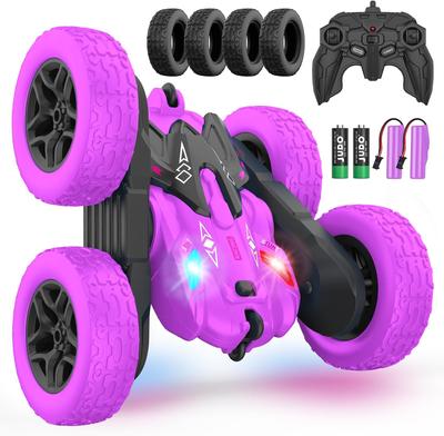 Remote Control Car, Rc Cars Stunt RC Car Toys New Upgraded Strip Lights and Headlights Car Toys Double-Sided 360° Rotating 4WD Rc Drift Truck