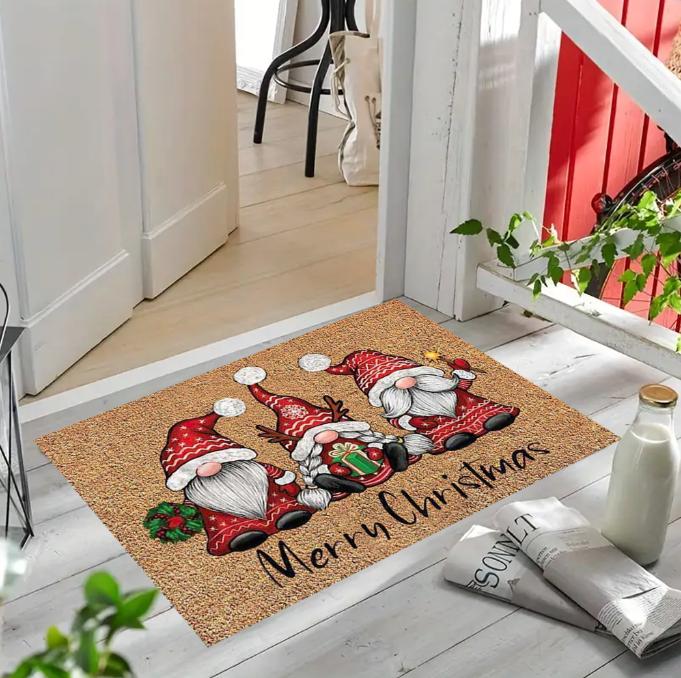 Santa Claus Pattern Door Mat Suitable for Home Holiday Decoration Machine Border Sliding Mat Indoor and Outdoor Home Welcome Mat