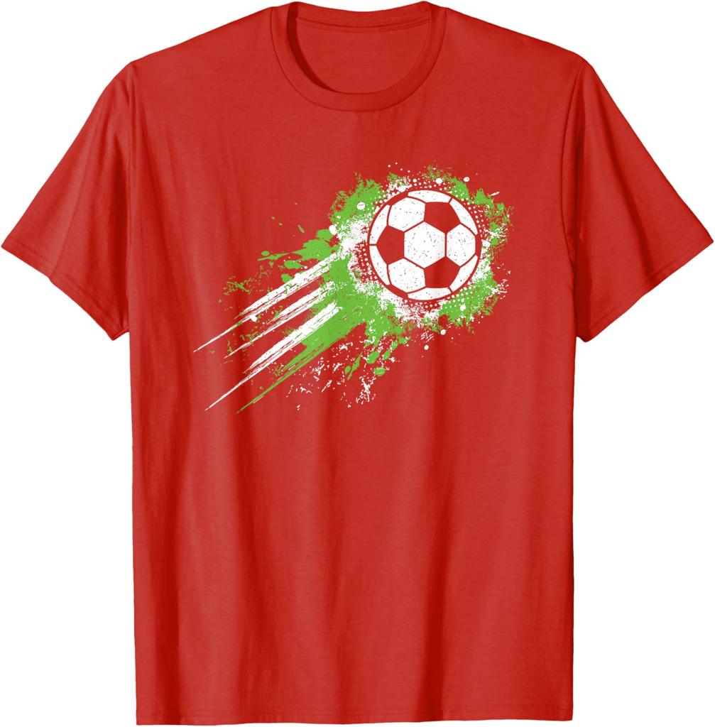 Grunge Soccer Ball Splash Graphic Tee Breathable Cotton Short Sleeve Tshirt For Boys And Unisex