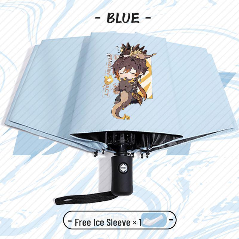 Genshin Impact Automatický skládací deštník s UV ochranou pro žáky základních škol - Odolný proti větru, pro slunečné i deštivé počasí