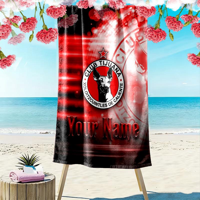 Name Custom Club Tijuana Logo Print Beach Towel, Large Soft Quick Dry Towel for Beach Camping Swimming