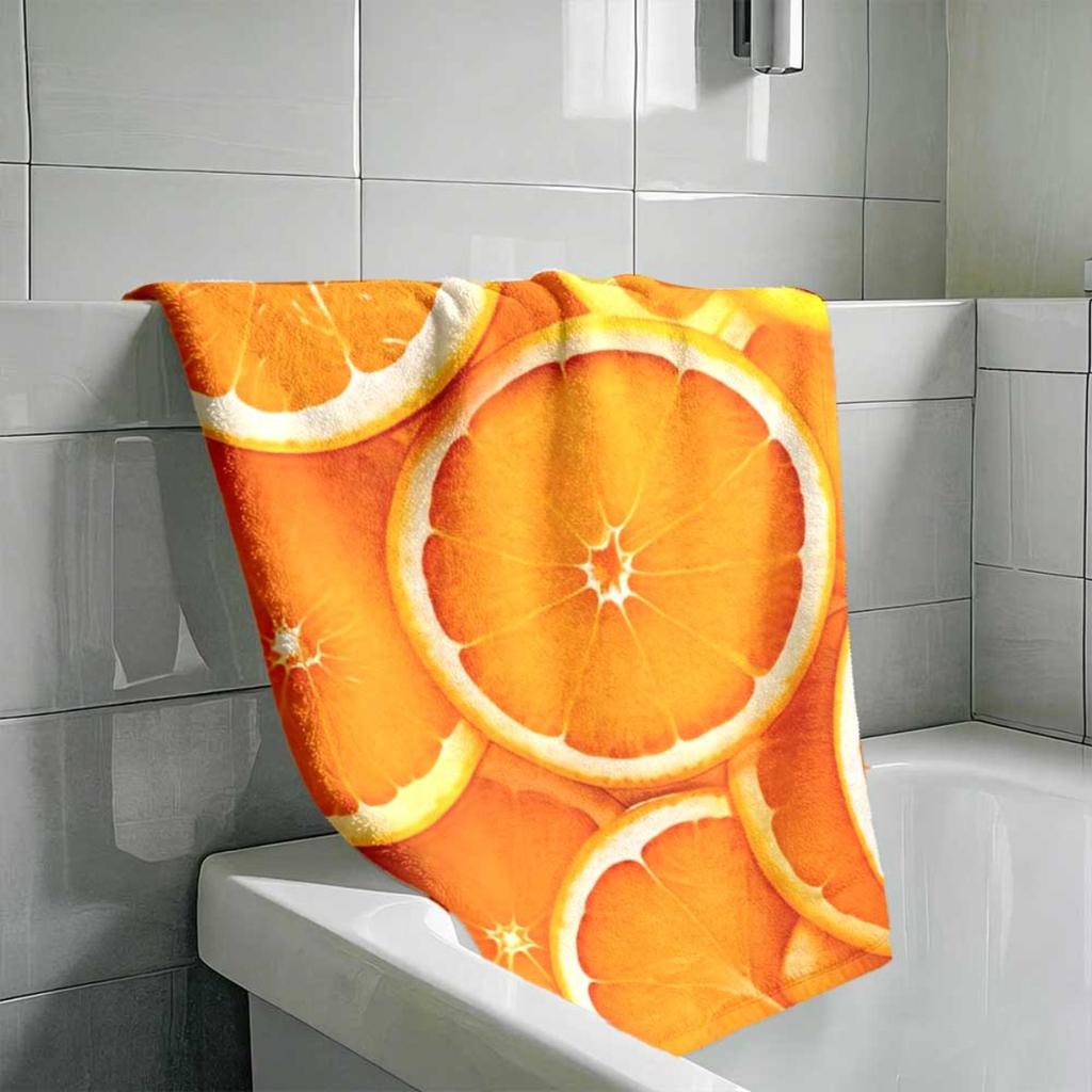 Cute Orange Print Beach Towel Unisex Absorbent for Pool Beach Gym Yoga Camping Summer Essential Po Prop Gift
