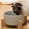 Ceramic Pet Bowl Cat Dog Wooden Rack Bowl Large Capacity Dog Cat Food Water Feeder Cats Small Dogs Pet Bowl