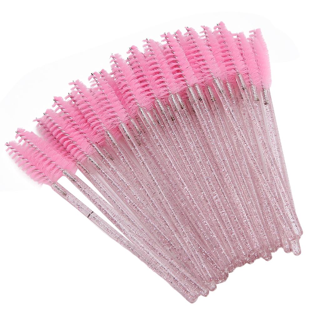 50 Stück Nylon-Make-up-Pinsel, Mascara-Stäbe, Wimpern, Augenbrauen, tragbarer Einwegpinsel