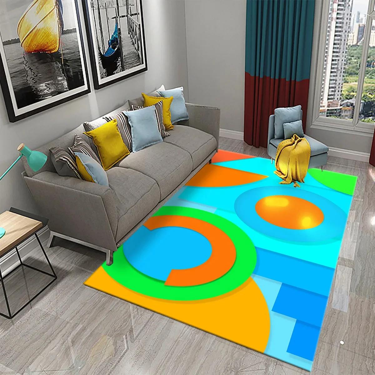 

Colorful Circle Line Carpet Stylish Modern Abstract Circle Carpet for Living Room Bedroom Decor Area Rugs Bathroom Non-slip Rugs 40x60cm