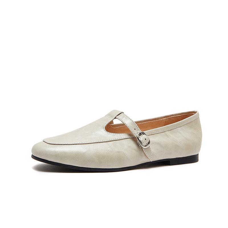 Spring and Summer Handmade Women's Shoes A Niche Retro Mary Jane Lace-up Flat Women's Single Shoe