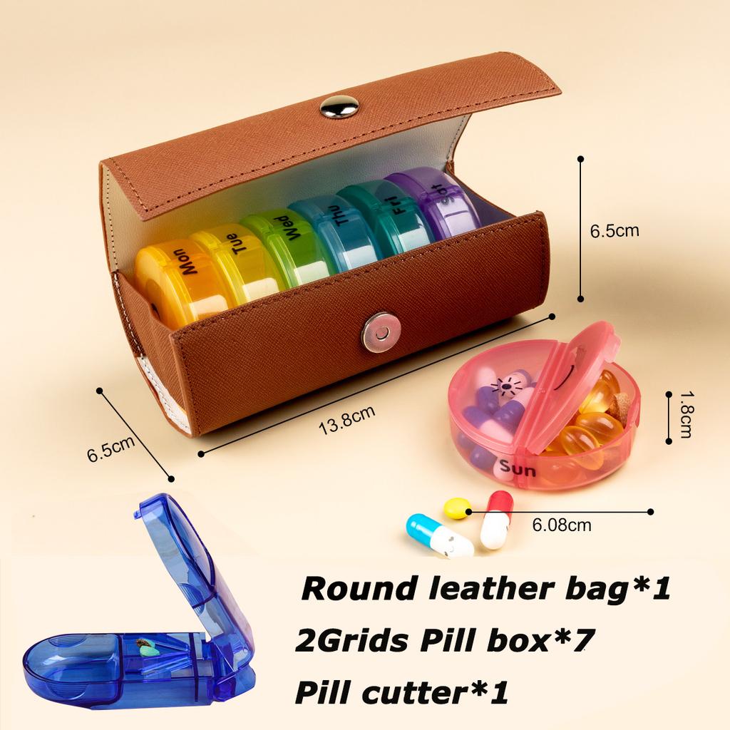 Medicine 14 Compartment Pill Box Storage Box Portable Plastic Container Box 7 Days Weekly Morning And Evening Travel Pill Box