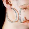 WWJ Golden Color Jewelry Big Circle Lucky Star Cut Zircon Hoop Earrings