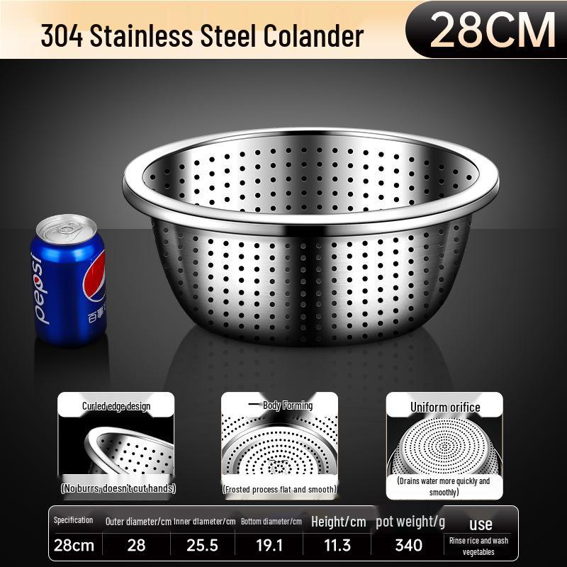 Extra Thick 304 Stainless Steel Household Deep Soup and Mixing Basin