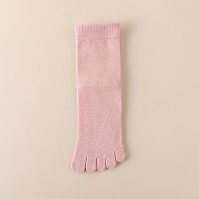 Women's Warm Wool Mid-Calf Five-Toe Socks - Multi-Color, Thick, Cold-Resistant for Autumn and Winter