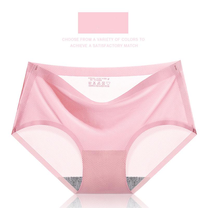 Damen-Slips für den Sommer, einfarbig, nahtlos, mittlere Taille, sexy, atmungsaktive Unterwäsche für Damen